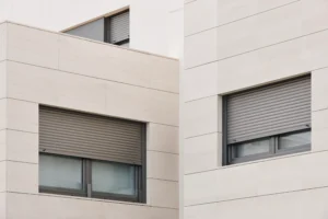Modern house in Switzerland with retrofitted roller shutters for insulation and privacy